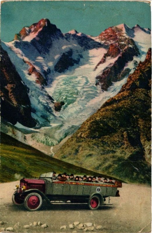 Carte postale ancienne Route des Alpes - Correspondance