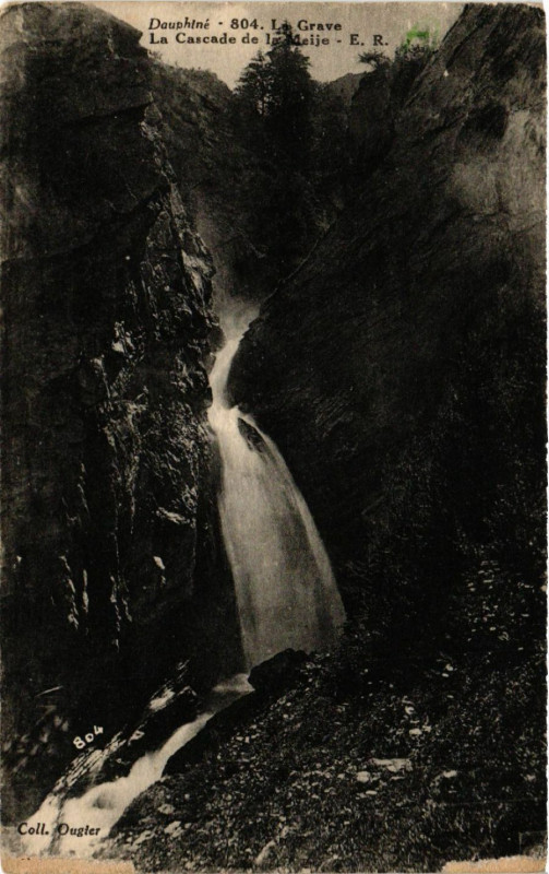 Carte postale ancienne Dauphine - La Grave - La Cascade à La Grave