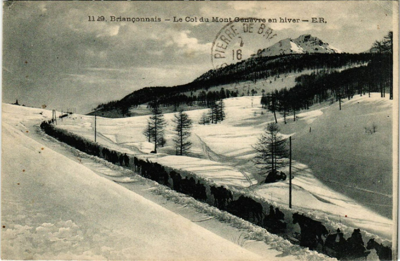 Carte postale ancienne Brianconnais - Le Col du Mont Genevre en hiver