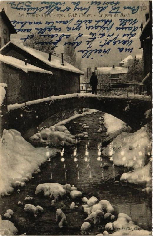 Carte postale ancienne Gap l'hiver - Le Pont de Barle à Gap