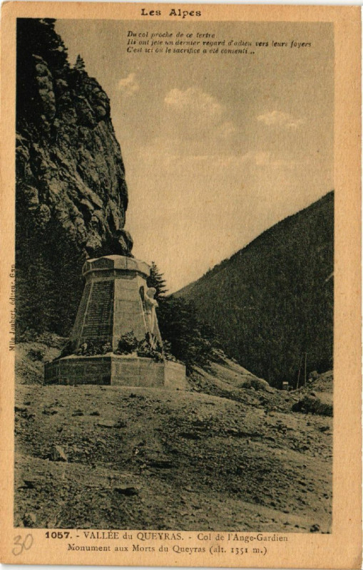 Carte postale ancienne Vallée du Queyras - Col de l'Ange Gardien