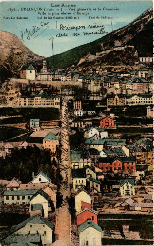 Carte postale ancienne Briancon - Vue générale et la Chausse à Briançon