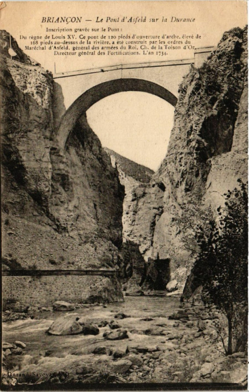 Carte postale ancienne Briancon - Le Pont d'Asfeld sur la Durance à Briançon