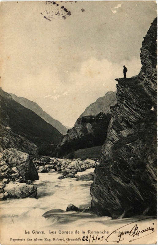 Carte postale ancienne La Grave - Les Gorges de la Romanche à La Grave