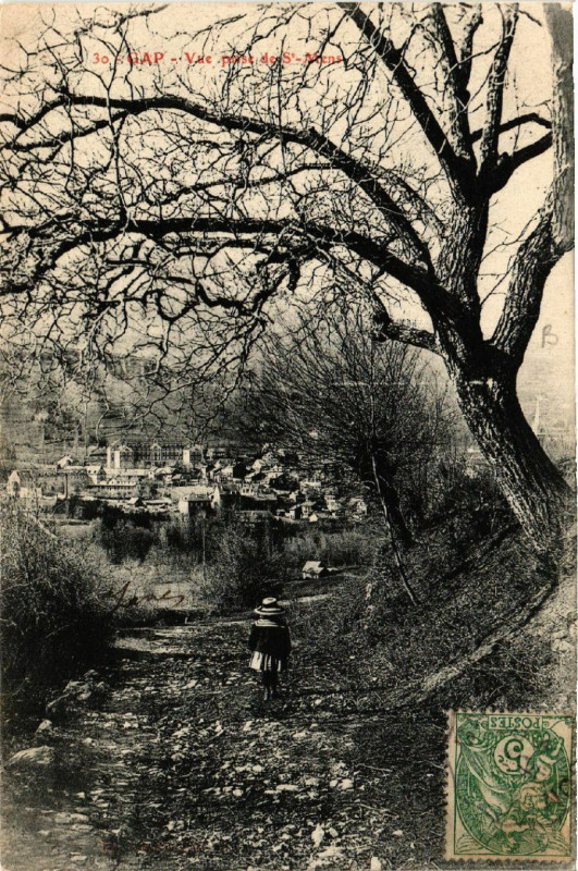 Carte postale ancienne Gap - Vue prise de St-Mens à Gap