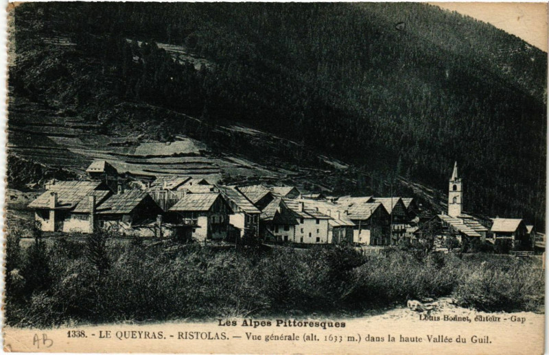 Carte postale ancienne Le Queyras - Ristolas - Vue générale