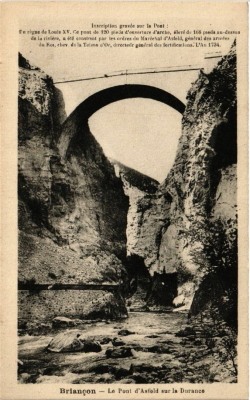 Carte postale ancienne Briancon - Le Pont d'Asfeld sur la Durance à Briançon