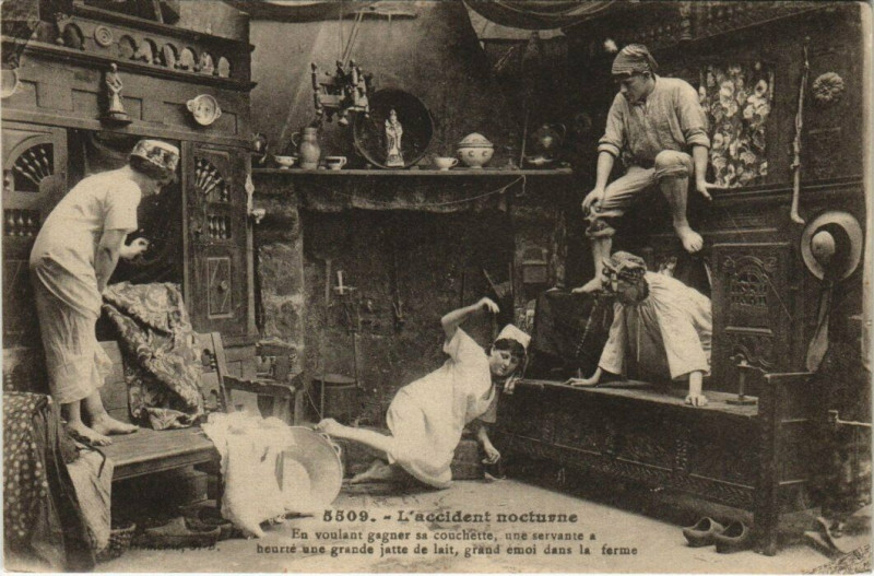 Carte postale ancienne L'accident nocturne