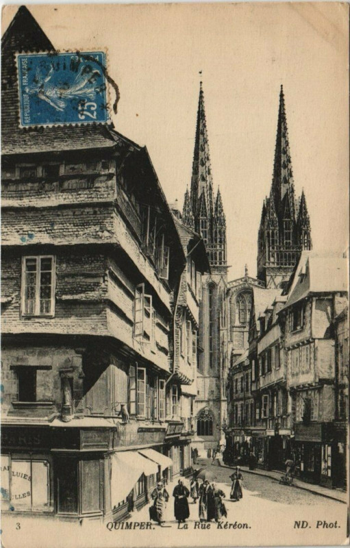 Carte postale ancienne Quimper Rue kéréon à Quimper