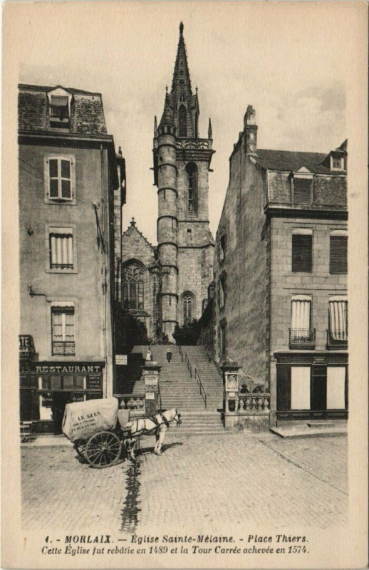 Carte postale ancienne Morlaix Eglise Sainte-Mélaine à Morlaix