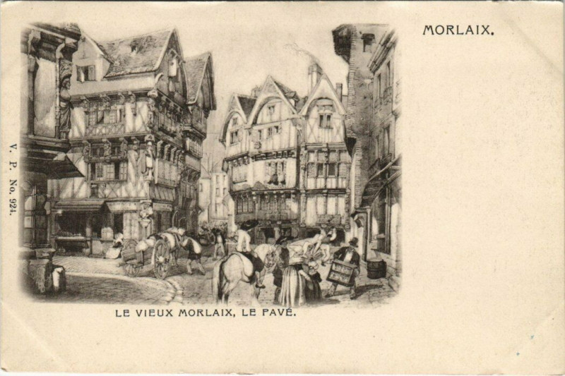 Carte postale ancienne Morlaix Le Pavé à Morlaix