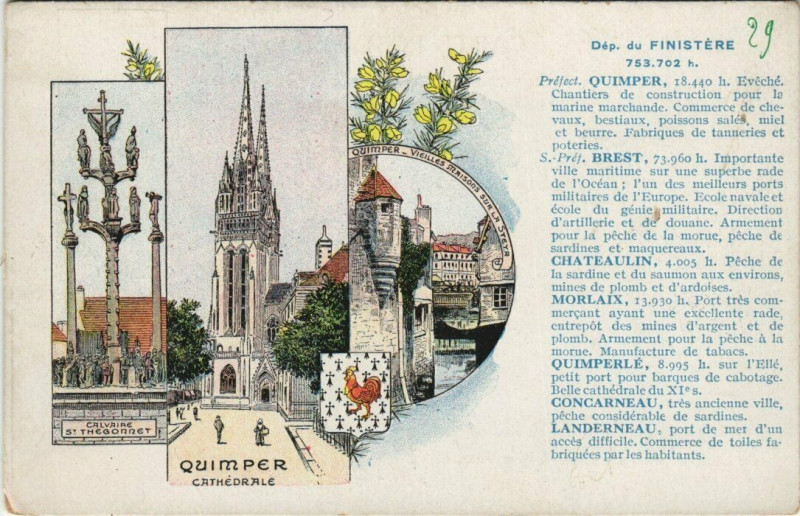 Carte postale ancienne Quimper - Cathédrale à Quimper