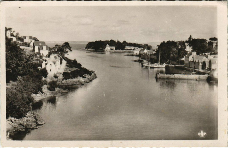 Carte postale ancienne Douarnenez - Vue du port Rhu à Douarnenez