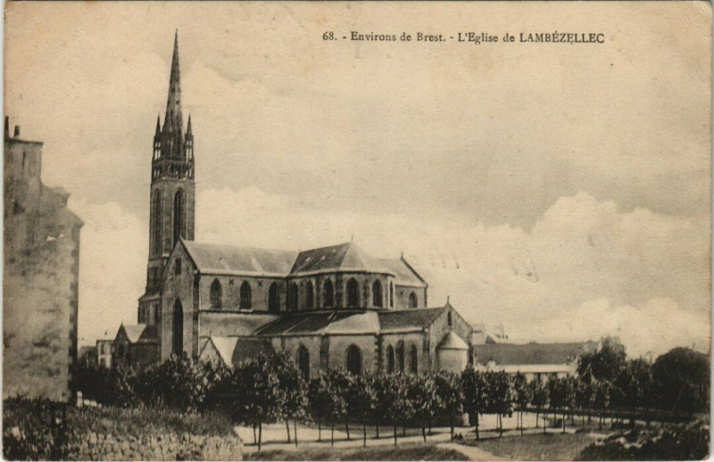 Carte postale ancienne Env. de Brest - L'Eglise de Lambezellec à Brest
