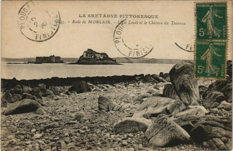 Carte postale ancienne Rade de Morlaix - L'Ile Louet à Morlaix