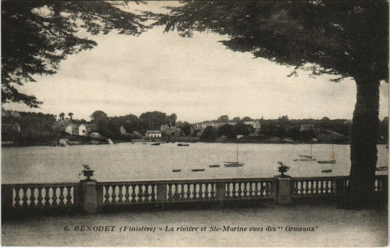 Carte postale ancienne Benodet La riviere et Sainte-Marine à Bénodet