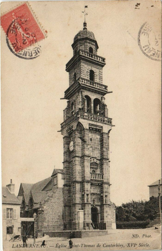 Carte postale ancienne Landerneau Eglise Saint-Thomas à Landerneau
