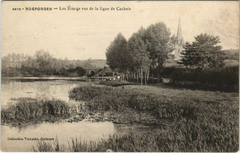 Carte postale ancienne Rosporden Les Etangs vus de la ligne de Carhaix à Rosporden