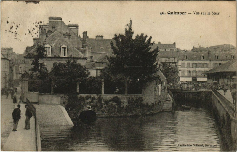 Carte postale ancienne Quimper Vue sur le Steir à Quimper