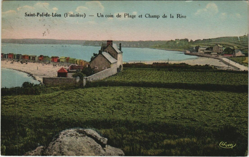 Carte postale ancienne Saint-Pol-de-Leon Un Coin du Plage Champ de Rive