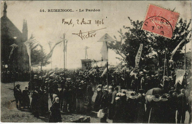 Carte postale ancienne Rumengol Le Pardon