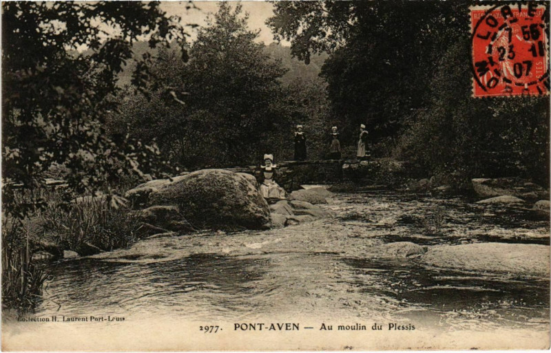 Carte postale ancienne Pont Aven- Au moulin du Plessis France à Pont-Aven