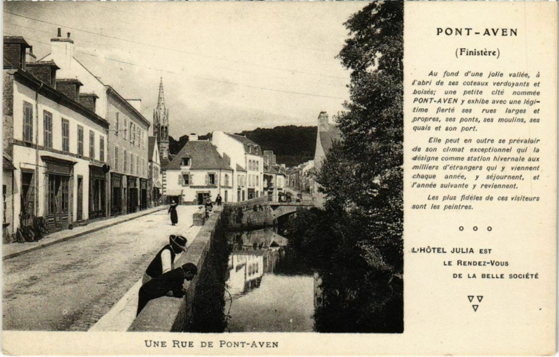 Carte postale ancienne Pont Aven- Une rue France à Pont-Aven