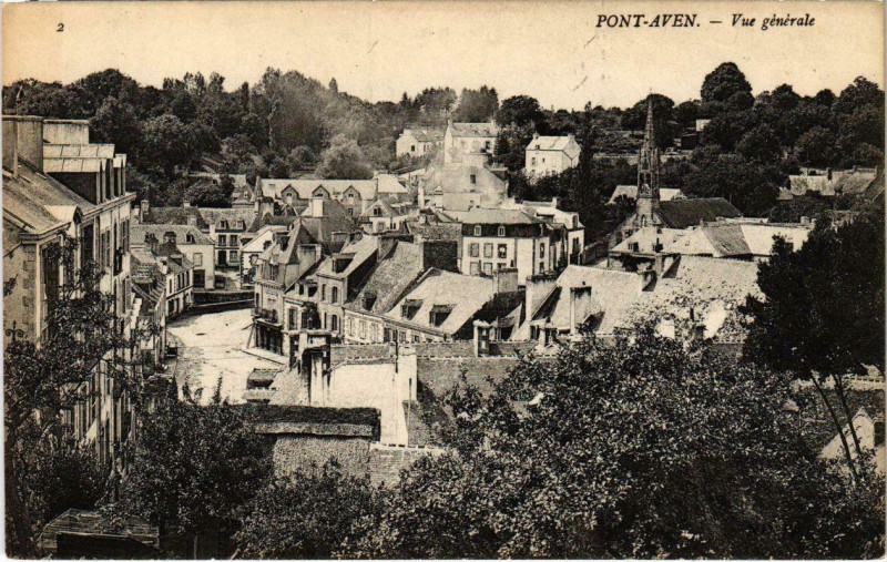 Carte postale ancienne Pont Aven- vue generale France à Pont-Aven
