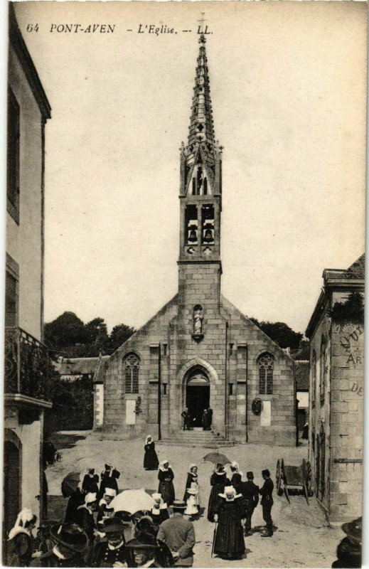 Carte postale ancienne Pont Aven- Eglise France à Pont-Aven
