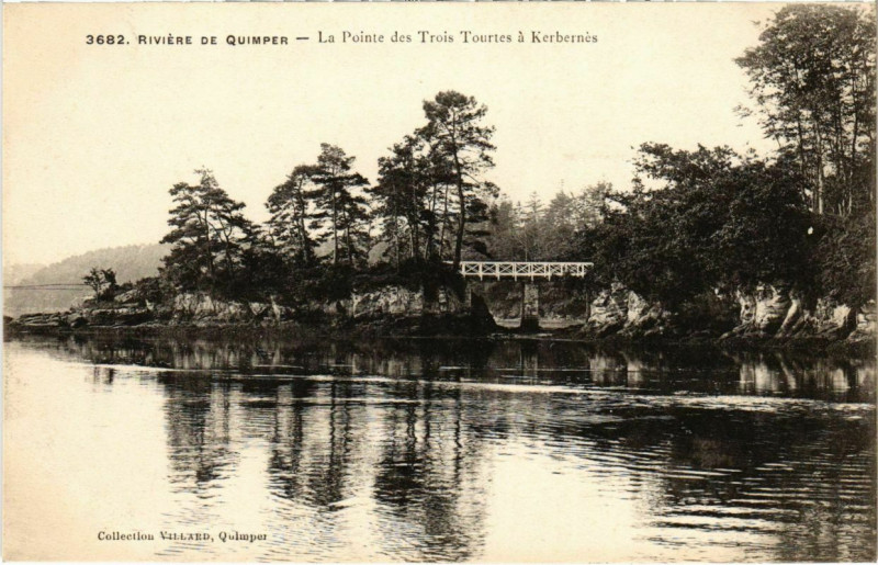 Carte postale ancienne Quimper- La Pointe des Trois Tourtes a Kerbernes France à Quimper
