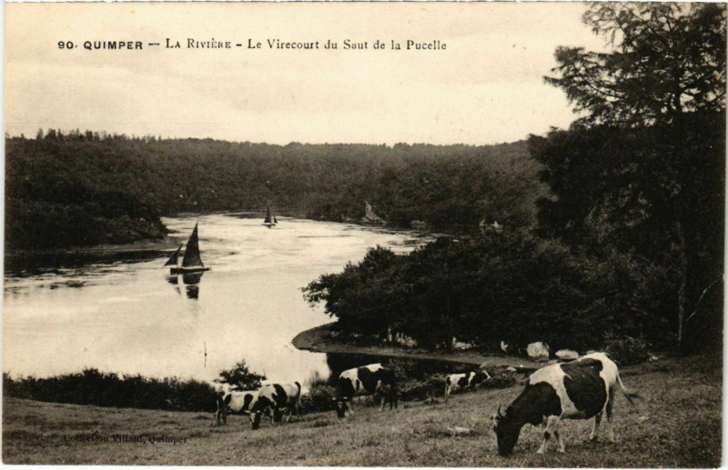 Carte postale ancienne Quimper- Le Virecourt du Saut de la Pucelle France à Quimper