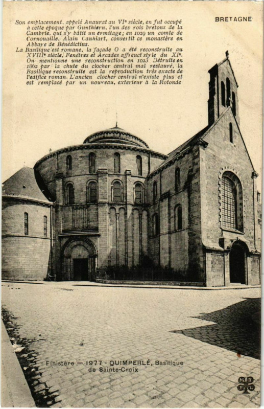 Carte postale ancienne Quimperle- Basilique de Sainte Croix France à Quimperlé