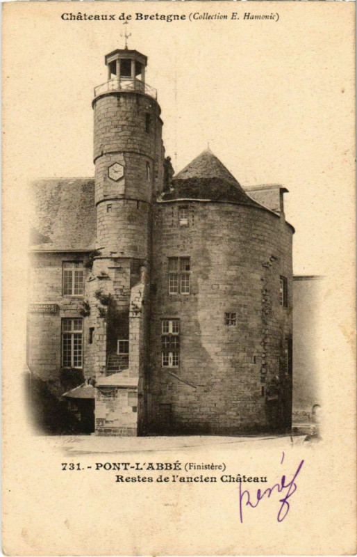Carte postale ancienne Pont l'Abbe- Restes de l'ancien Chateau France à Pont-l'Abbé