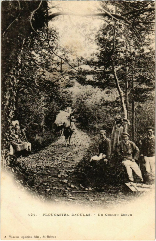 Carte postale ancienne Plougastel Daoulas- Un Chemin Creux France à Daoulas