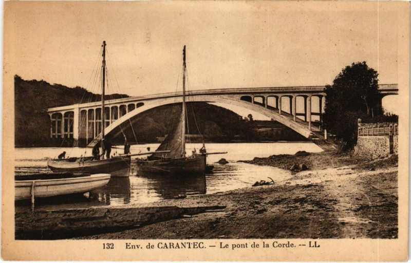 Carte postale ancienne Environs de Carantec - Le Pont de la Corde à Carantec