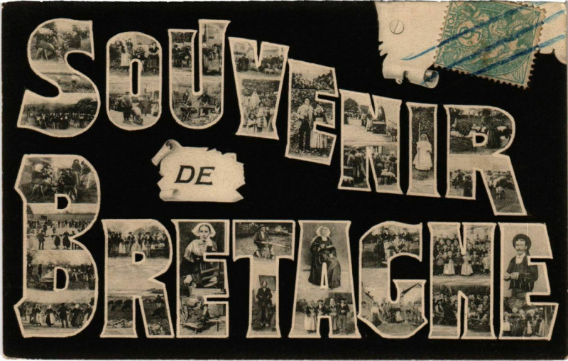 Carte postale ancienne Bretagne - Souvenir de Bretagne - Scenes