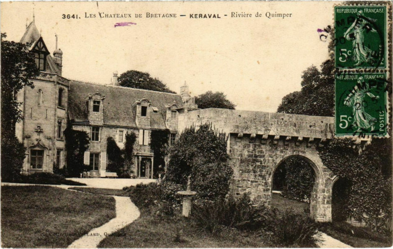 Carte postale ancienne Keraval - Riviere de Quimper - Les Chateaux de Bretagne à Quimper