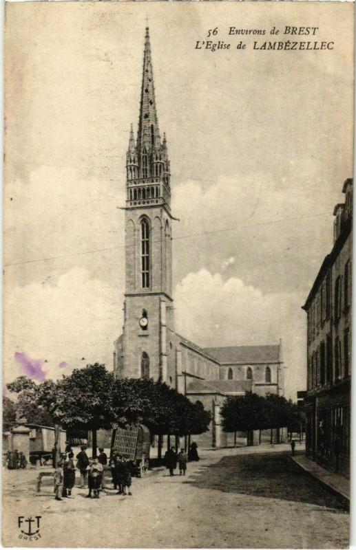 Carte postale ancienne Lambezellec - L'Eglise - Environs de Brest à Brest