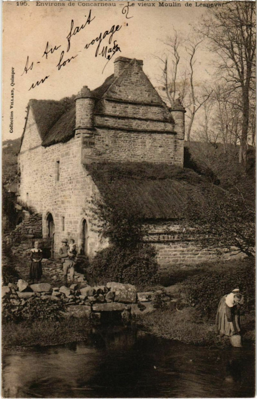 Carte postale ancienne Environs de Concarneau - Le Vieux Moulin de Lesnevar à Concarneau