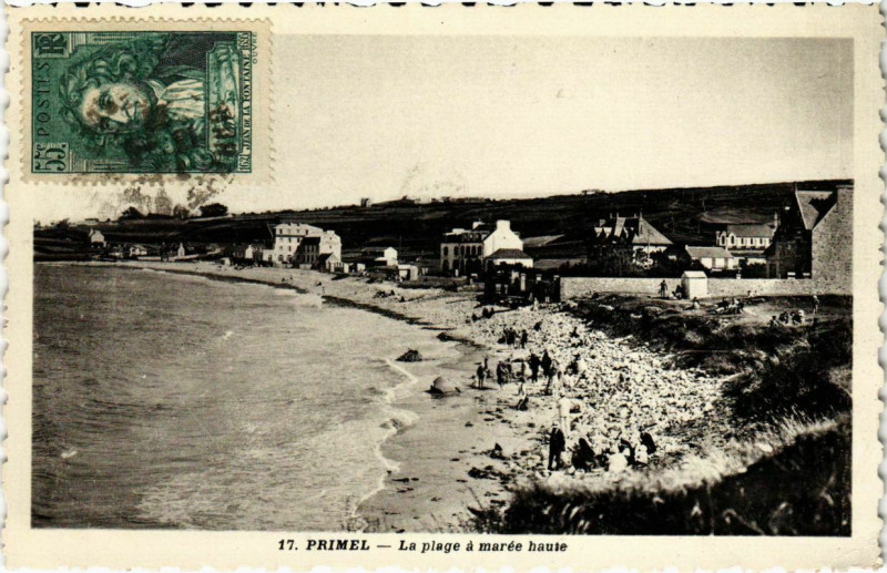 Carte postale ancienne Primel - La Plage a Maree Haute
