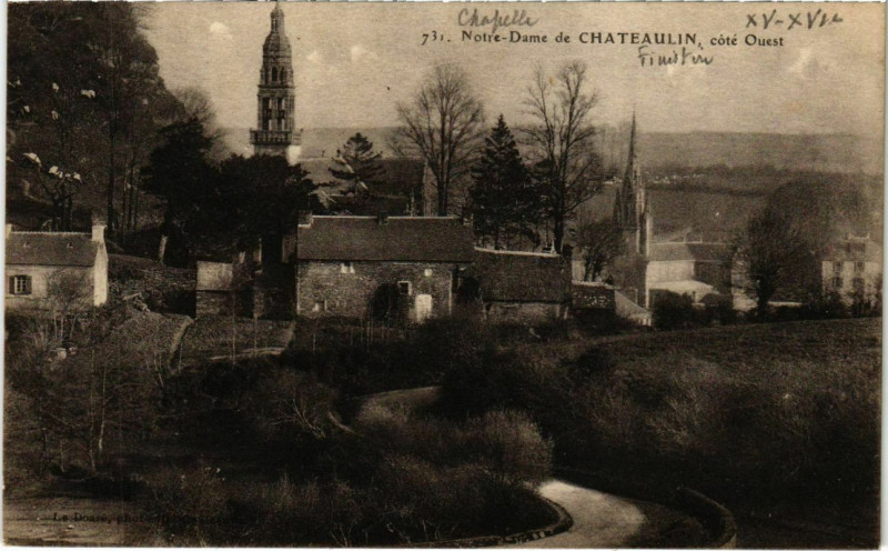 Carte postale ancienne Chateaulin - Notre-Dame de Chateaulin - Cote Ouest à Châteaulin