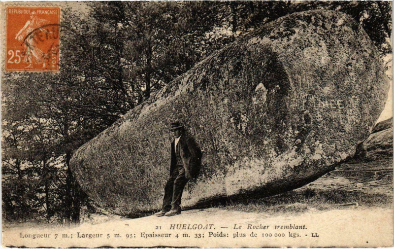 Carte postale ancienne Huelgoat- Le Rocher tremblant France à Huelgoat