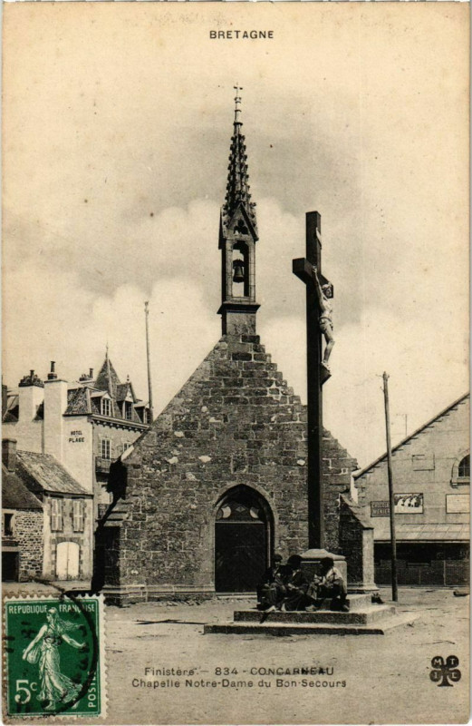 Carte postale ancienne Concerneau- Chapelle Notre Dame du Bon Secours France