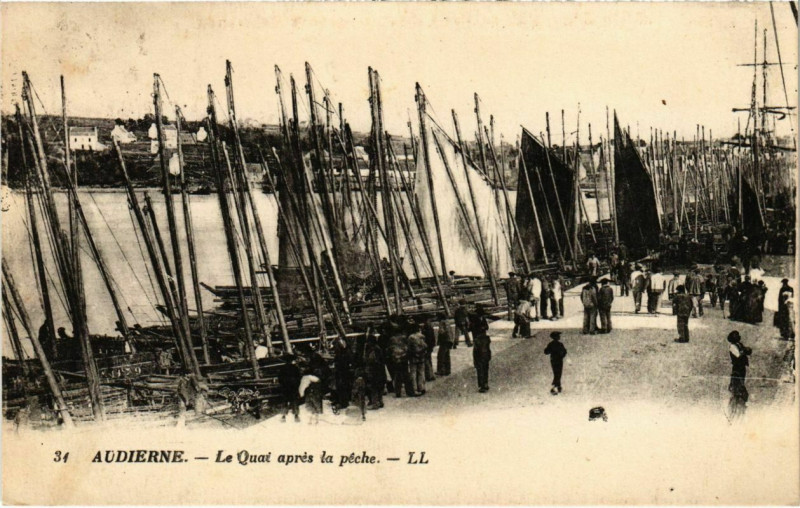 Carte postale ancienne Audierne- Le Quai apres la Peche France à Audierne
