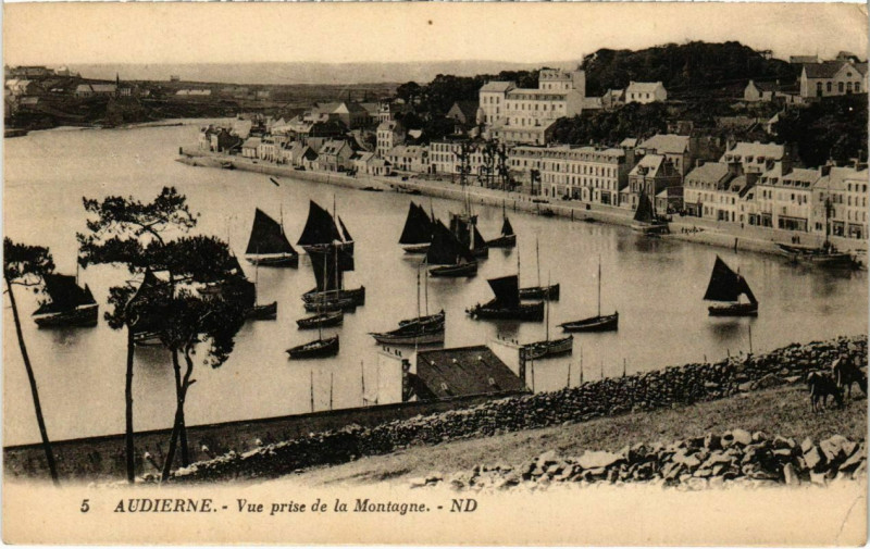 Carte postale ancienne Audierne- Vue prise de la Montagne France à Audierne