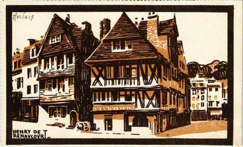 Carte postale ancienne Morlaix- Vieilles maisons de la Place du Marche France à Morlaix