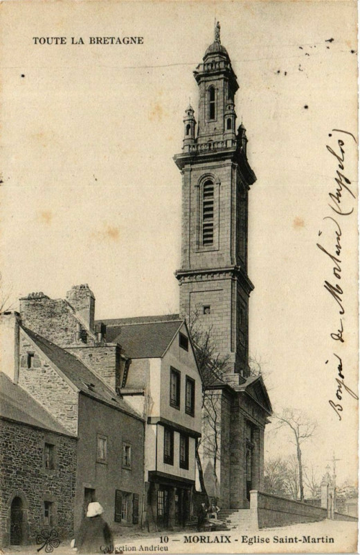 Carte postale ancienne Morlaix Eglise St-Martin à Morlaix