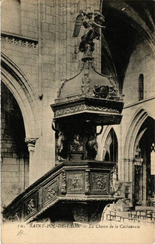 Carte postale ancienne Saint-Pol-de-Leon - La Chaire de la Cathédrale à Saint-Pol-de-Léon