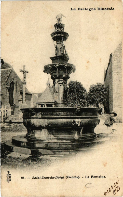 Carte postale ancienne La Bretagne Ill... - Saint-Jean-du-Doigt (Finistere) - La Fontaine à Saint-Jean-du-Doigt
