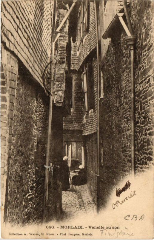 Carte postale ancienne Morlaix - Venelle au son à Morlaix
